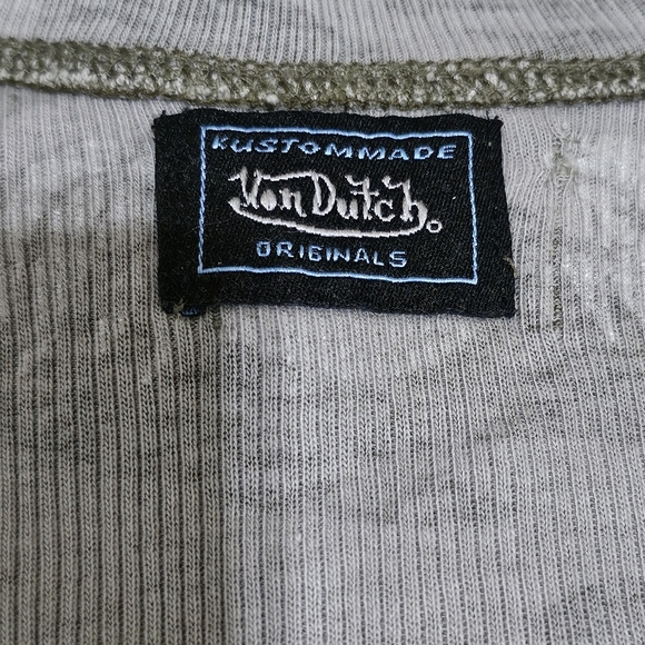 NWOT Von Dutch Deconstructed Camo Top Ribbed Scoop Neck Baby Tee Y2K 2000s Style - Picture 4 of 8